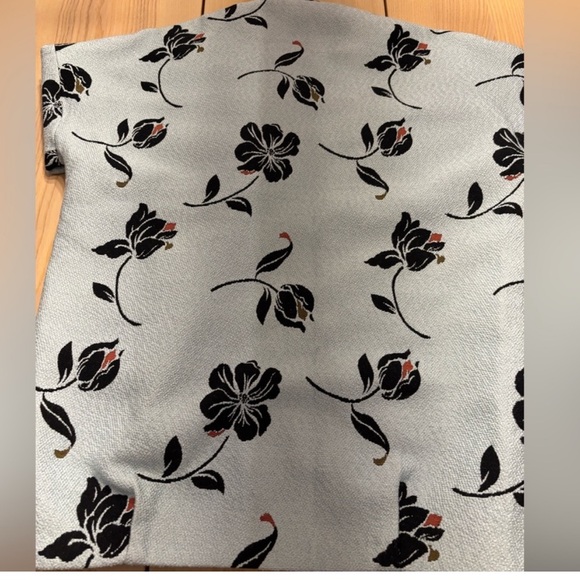 Zara Basic Floral Jacquard Coat Size Small Black White Structured - Picture 5 of 11